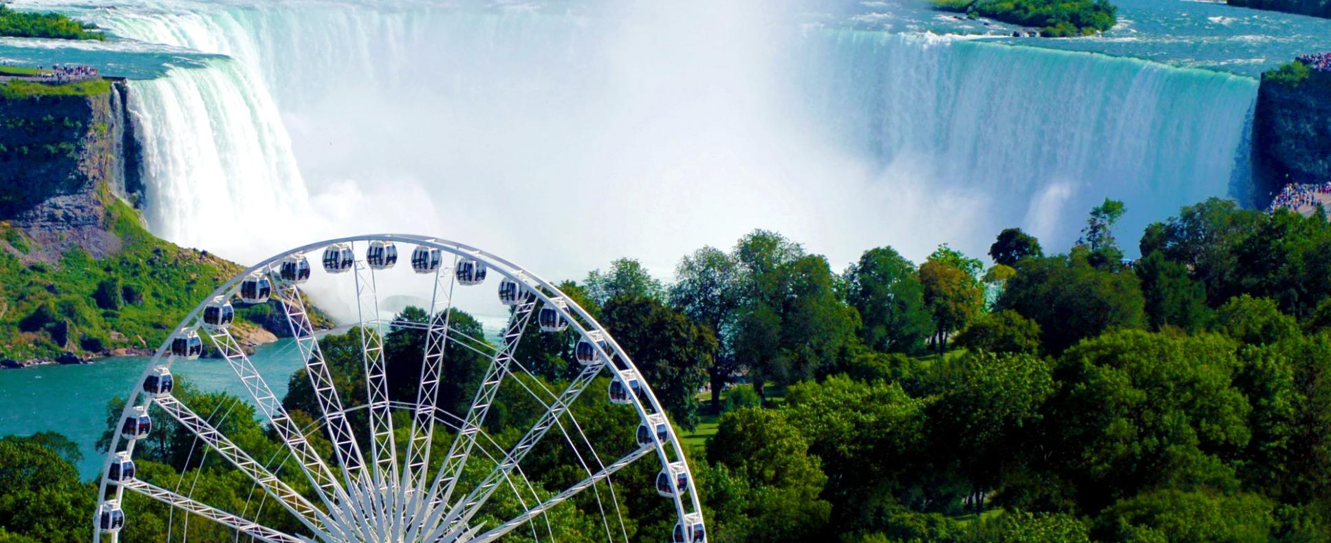 niagara falls canada skywheel daytime aerial