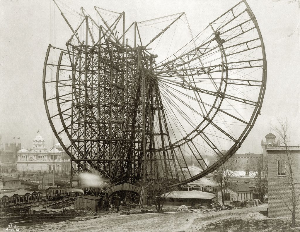 Construction of the Ferris Wheel at the 1904 World's Fair, 19 April 1904