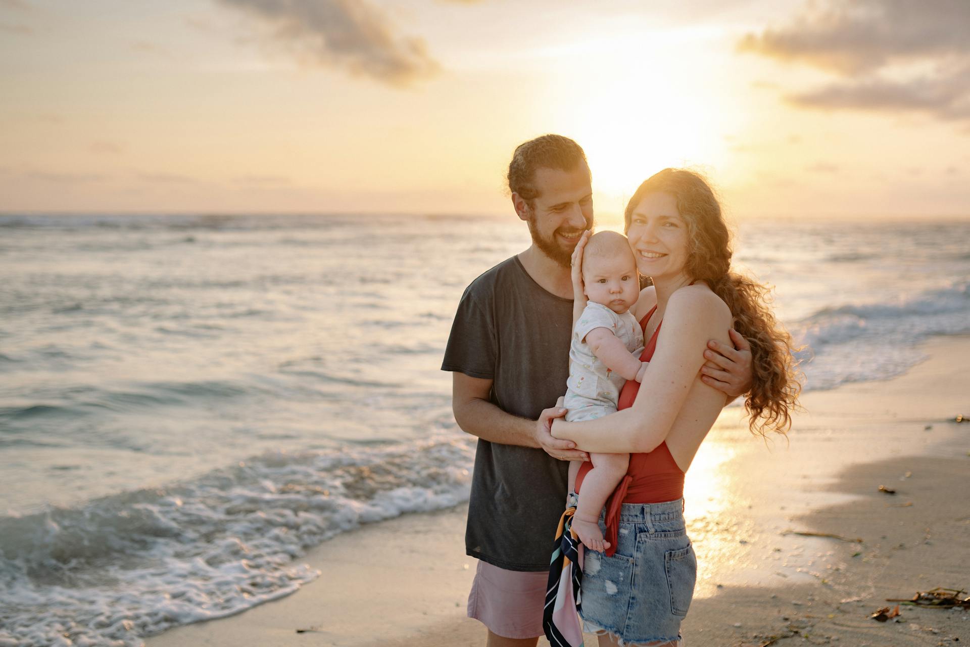 Family At Beach Sunset