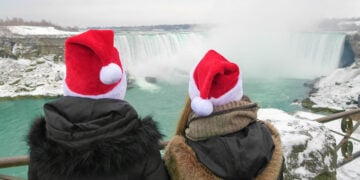 Niagara Falls winter couple