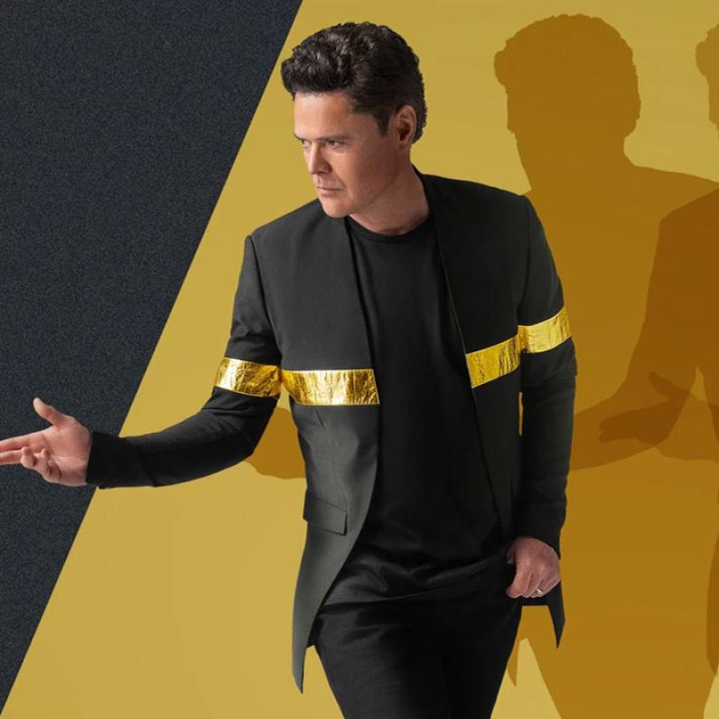 Donny Osmond in Black Suit and Gold Stripes promo image